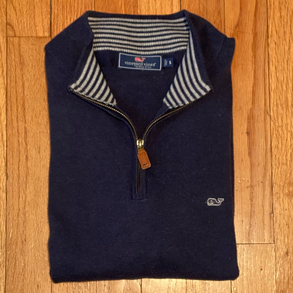 Mens Vineyard Vines Navy Quarter-zip (S) - Picture 2 of 4